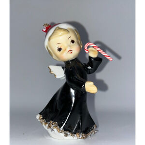 Vintage Christmas Ceramic Pixie "I'm dancing & singing with a candy cane!